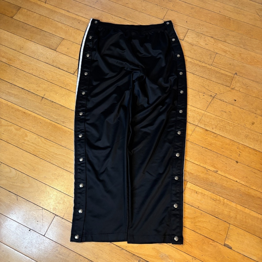Adidas Vintage Y2K Tearaway Snap Pants Mens L Black White Stripe MiUSA - Picture 3 of 10